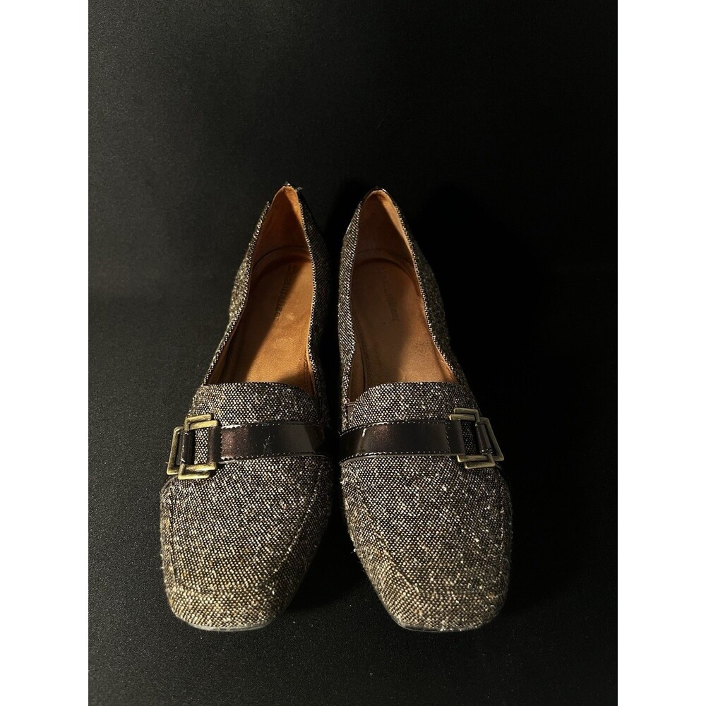 Naturalizer Women's Brown & Cream Tweed Pattern Buckle Detail Shoes Size 8